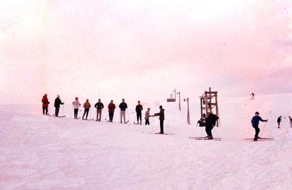 Skiing Behind New Dorm